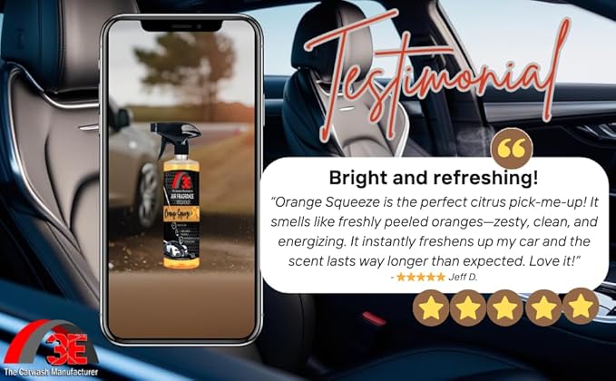 3E Car Air Freshener Concentrate – 64 oz – Professional Automotive Fragrance – Multiple Scents (Orange)