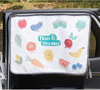 Magnetic Car Sun Shade Curtain for Side Window – Sun Blocker and UV Protector for Baby, Kids, and Pets – Universal Fit with Built-in Magnets for Steel-Framed Door (Vegetable Friends)