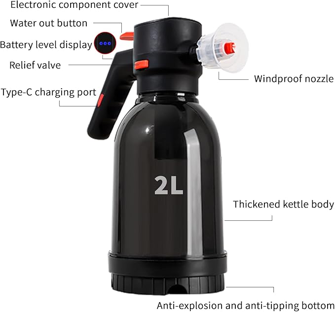Electric Foam Sprayer for Car Wash, 130 PSI Battery Powered Cordless Foam Cannon, 2-Liter Portable Foam Pump Sprayer 2026 New Upgrade