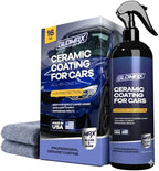 Premium Ceramic Coating for Cars with UV Protection (16 oz) – Extremely Hydrophobic & Slick Car Wax Spray, Long-Lasting, Quick & Easy Application, Maximum Gloss & Shine.