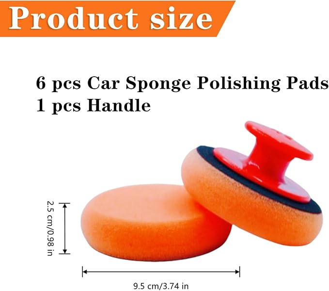 6 Pcs Car Sponge Polishing Pads Professional Wax Applicator Pads with Handle for Car Polishing