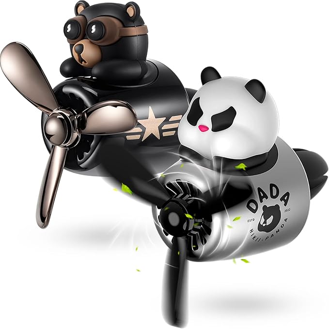 2 Pcs Car Air Freshener Cute Car Diffuser Cartoon Outlet Fan Air Diffuser for Car Vent Perfume Automotive Decoration(Panda, Bear)