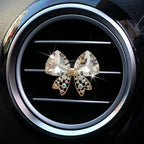 4 Pcs Bling Diamond Crystal Bow Vent Clips Car Interior Air Fresheners Automotive Rhinestone Decoration Adapt for Women and Girl (White)