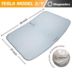 Magnelex Tesla Windshield Sun Shade (Model 3/Y), Reflective Polyester Blocks Heat & Sun, Foldable Car Window Sun Blocker, Mirror Cut-Out, Fade-Resistant Sunshade, Tesla 3 Accessories (Pack of 2)