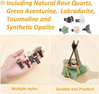 OLYCRAFT 5Pcs Star Heart Gemstone Car Vent Clips Natural Stone Car Air Vent Clip Quartz Crystals Cars Vents Clips Moon Stones Car-Accessories with Copper Wire for Cars Air Vents Accessory - 5 Style