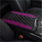 Car Center Console Cushion Pad, PU Leather Waterproof Auto Armrest Box Cover Protector, Comfortable Armrest Seat Box Cover Mat, Universal Car Accessories for SUV Truck (Purple)