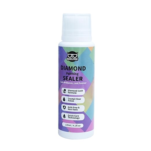 Diamond Painting Sealer, 120ML Clear Glue for Diamond Art, Quick-Drying Adhesive with Glossy Finish, Dustproof & Waterproof Protection, Shine Effect Conserver (4.1 fl oz)