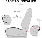 surpassme Comfortable Car Seat Covers Universal Front Seat Covers for Car Accessories with Storage Pockets, Padded Car Interior Covers for Automotive, SUV, Truck, and Van(Khaki)