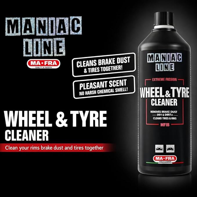 MANIAC LINE MAFRA Wheel and Tyre Cleaner | Two in One for Rims and Tires | Removes Brake Dust and Road Grime | Safe on Alloy Painted and Clear Coated Wheels | Even Wetting | 5 Liters