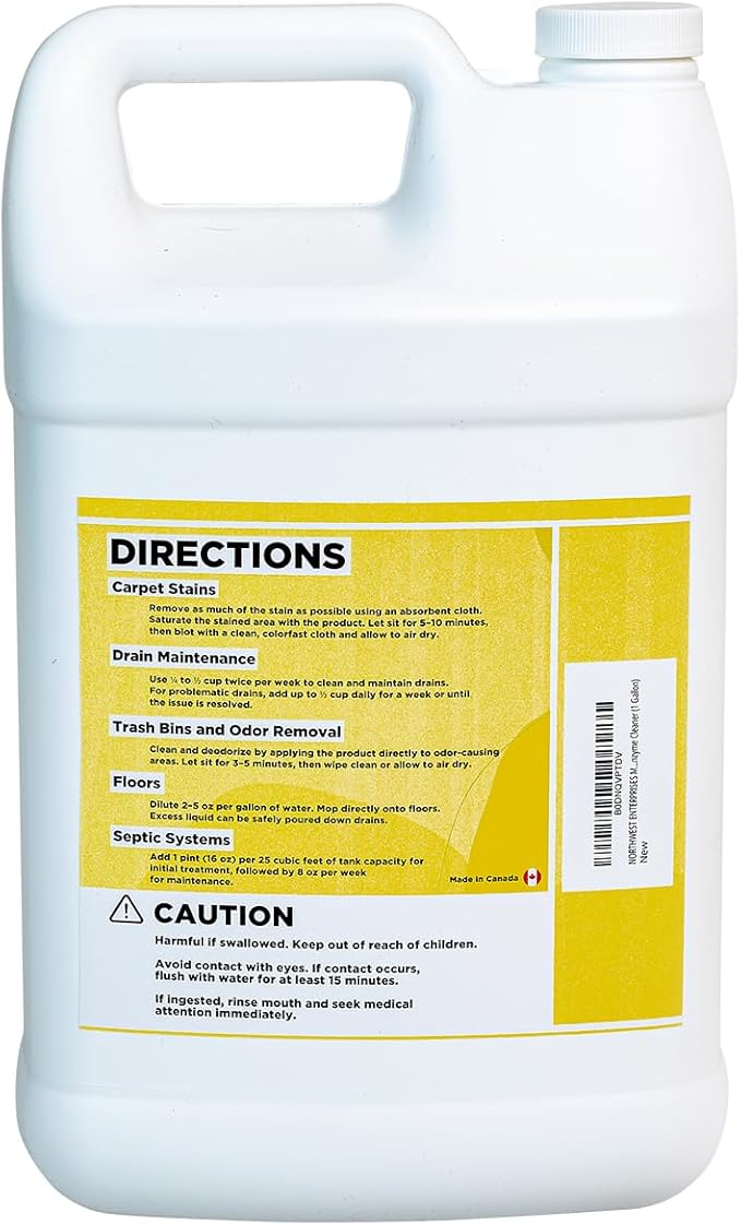 NORTHWEST ENTERPRISES Multi-Purpose Enzyme Cleaner - Household and Commercial Pets Cat Dog Urine and Poop - Enzymatic Cleaner, Fresh Lemon Scent (1 Gallon)