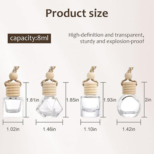 60Pcs Hanging Car Air Freshener Diffuser, 10ml Empty Glass Essential Pendant Bottles, Automotive Oil Aromatherapy Fragrance Perfume Containers