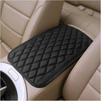 Car Center Console Cover, Scratch-Resistant Leather Vehicle Armrest Seat Storage Box Protector Cushion, Comfortable Automotive Interior Armrest Pad Mat, Universal Fit (Black)