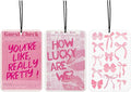 Pink Coquette Bows Car Air Freshener Preppy Pink Car Accessories Interior Hanging 3Pcs, How Lucky Are We Retro Coquette Rear View Mirror Decor Cute Cars Accessories for Women Closet Drawer(Lavender)