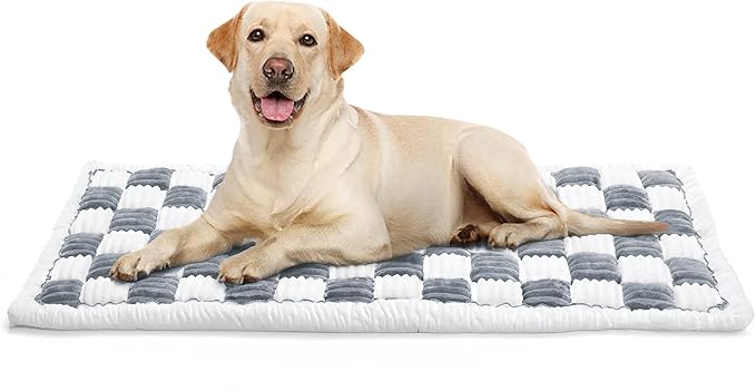 Dog Car Seat Cover for Back Seat, Plaid Backseat Pet Bed Mat, Non-Slip Travel Dog Bed for Backseat Extenders, 24.8" x 54", Grey and White