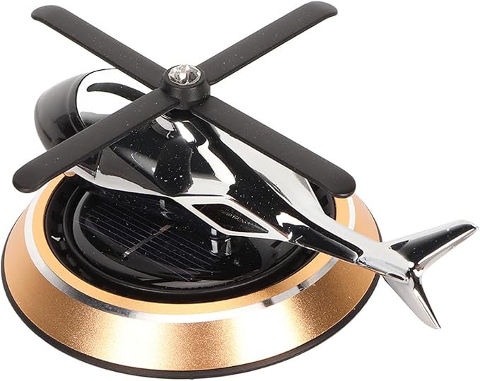 Helicopter Car Air Fresheners Rotating, Solar Car Fresheners Airplane Car Perfume Decoration for Office Bar, Relieve Stress Alloy Car Essential Oil Diffuser for Home (Gold)