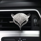 HungMieh 1PCS Bling Car Accessories for Women, Rhinestone Car Décor Interior, Car Charm Air Vent Clip with Pads for Fragrance (Fox Silver)