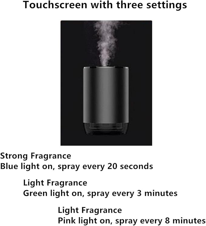 Smart Car Air Freshener 50ML Perfume Ultrasonic Mist Aromatherapy Diffuser Portable Humidifier for Car and Home Use Automatic Start and Stop 3 Modes 4 Freshness Principles(Shangri-La)