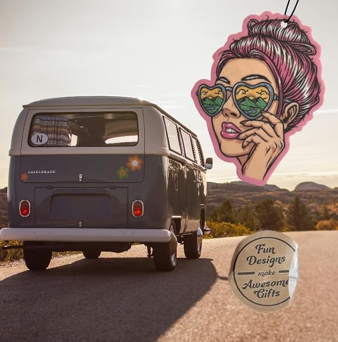 Fresh Fresheners Cute Funny and Aesthetic Car Air Fresheners 4-pack Scented With Premium Oils (Adventure Girl)