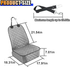Dog Car Front Seat Cover with Side Flaps, Waterproof & Scratch Proof Car Seat Protector for Dog, Nonslip Pet Car Seat Pad with Safety Belt, Fit for Most Cars SUVs Trucks Jeeps (Grey)