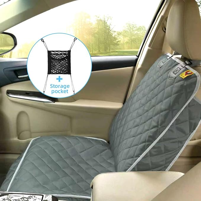 Deluxe Dog Seat Cover for Front Seat-More Durable Waterproof Front Seat Protector, High Heat Resistant and Nonslip Front Seat Cover for Dogs Kids, Universal Size (Grey)