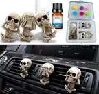 Evil Skull Car Air Fresheners Vent Clips, Cool Skull Car Accessories with 6 Felt Pads, Cute Automotive Halloween Decorations Interior for Men Women