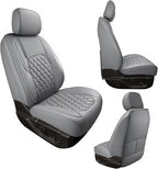 Huidasource Tacoma Front&Back Seat Covers, Gray Leather Car Seat Cushion Cover Accessories Fit for 2016-2023 Double & Crew Cab Toyota Tacoma SR SR5 Limited TRD Sport/Pro/Off Road(Full Set/Gray)