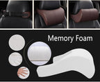 Car Seat Neck Pillow Headrest Head Support Pillow Cushion Pad Soft Memory Foam PU Soft Leather Comfortable with Adjustable Strap