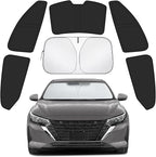Car Window Shades for Nissan Sentra 2020-2024 Accessories - Full Set 6PCS Side Window Sunshades with Memory Frame & Blackout Fabric, Privacy UV Shield for Camping/Travel
