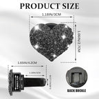 4PCS Heart-Shaped Car Vent Clip with Rhinestone, Vent Clip Car Accessories, Sparkly Rhinestone Bling Diamond Freshener Holder, Air Conditioning Outlet Ornament for Women Girls (Black, Style1)