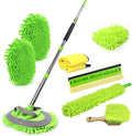 62'' Car Wash Brush Cleaning Kits with Long Handle Foldable Car Wash Brush Windshield Window Squeegee Car Washing Supply Set for All Car