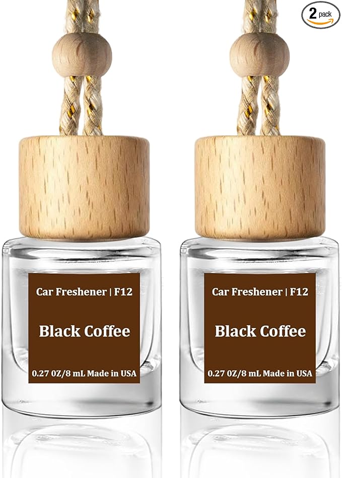 C Classy Car Air Freshener Hanging 2 Pack,Black Coffee Essential Oil Diffuser for Cars, Cute Car Accessories, Long-Lasting Fragrance, C ar Fresheners for Women & Men Gift, Made in USA