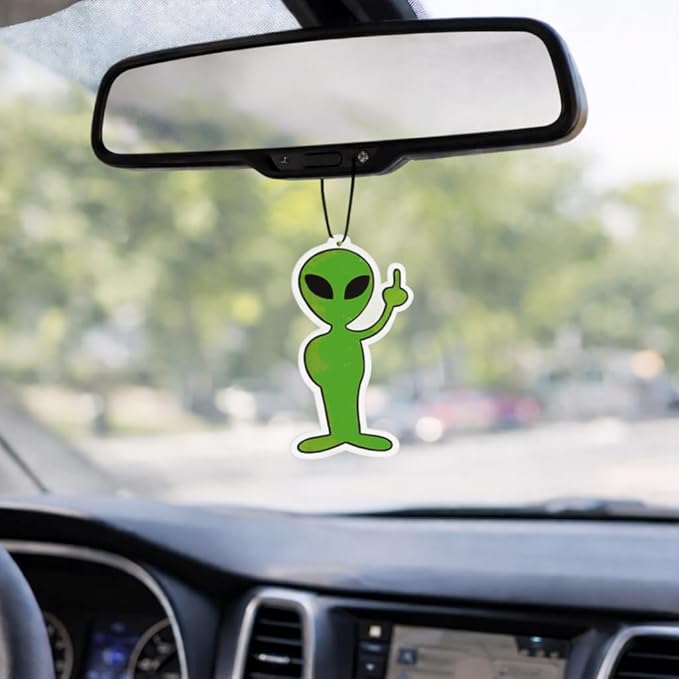 Vinylcation Alien Car Air Freshener - Premium Odor Eliminator - Long-Lasting Blk Ice Scent - Hanging Car Freshener with Fun Alien Design - 3 Pack