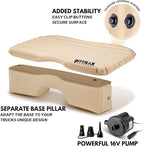 Pittman Outdoors Backseat Bed Air Mattress – 60” Rear Seat Air Mattress for Trucks, Vans & Large SUV – Includes Pump, Pillow & Storage Bag – Inflatable Back Seat Air Mattress – Tan