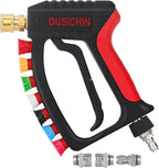 DUSICHIN Short Pressure Washer Wand High Spray Swivel Gun 7 Nozzle Tips 4000 PSI, Pressure Washer Attachment 1/4" Quick Connector Outlet,M22-14mm M22-15mm 3/8" INLET, Not for Garden Hose DUS2911