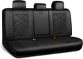 CAR PASS Luxury Nappa Leather Back Seat Covers, Piping Water Resistant Premium Faux Leather Rear Bench Seat Covers, Breathable Backseat Cover Universal Fit for Most Sedan SUV Van Truck, Black