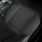 GIANT PANDA 2pcs Front Car Seat Covers Bottom Seat Covers, PU Leather Driver Car Seat Protectors Fits 95% of Vehicles, Wrapping Around The Bottom (Black)