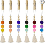 6 PCS Felt Ball Car Diffuser, Hanging Tassel Diffuser Car Air Freshener Bead Aromatherapy Diffuser, Car Vent Clip Essential Oil Diffuser, Car Interior Decorative Charm (Normal)