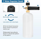 Pressure Washer Short Gun with Foam Cannon, 3/8" Thread x Quick Socket, M22-15mm to M22-14mm Adapter, Power Washer Gun with 7 Nozzles, Wash Kit Accessories for Cars, Driveway, Yard