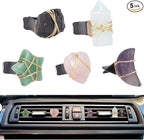 OLYCRAFT 5Pcs Star Heart Gemstone Car Vent Clips Natural Stone Car Air Vent Clip Quartz Crystals Cars Vents Clips Moon Stones Car-Accessories with Copper Wire for Cars Air Vents Accessory - 5 Style