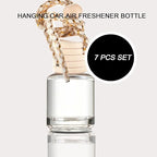 7 PCS MINI Cute Glass Bottle with Suspended Wooden Cover and Plastic Dropper,Car Air Freshener Perfume Bottle,Empty DIY Bottle Décor
