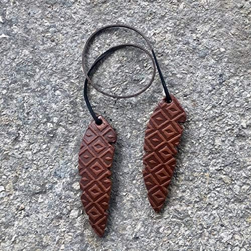 Air Flair | Leather Car Air Freshener | Double Feathers | Aztec Pattern (Warm Sugar Scent)