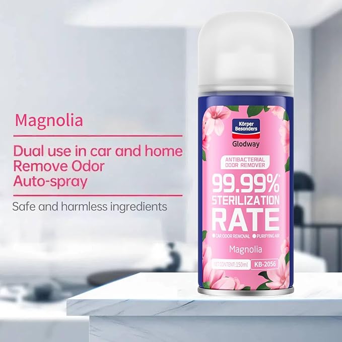 Glodway Whole Car Air Refresher Spray,Odor Eliminator Eliminates Strong Vehicle Odors,Magnolia Scent-6 Ounce Spray Bottle (Plack of 3)