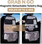 Living in a Bubble Seat back Organizer – Magnetic Toiletry and Cooler Pouch, Cordura Car Backseat Storage with Device Holder & Hooks, Multi-Compartment Utility Bag for Campervans & Family Travel