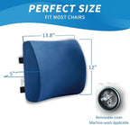 SAIREIDER Office Chair Lumbar Pillow, Memory Foam Back Support Pillows for Car、Gaming Chair、 Home Chair, Fatigue Relief Correct Posture, Double Adjustable Straps(Navy Blue)