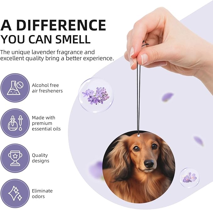 Car Air Freshener 4 Pcs Air Freshener for Car Aromatherapy Tablets Long haired Dachshund Hanging Fragrance Scented Cards Funny Scented Hanging Sheet for Bedroom Wardrobe Shoe Cabinet