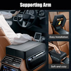 Universal Car Armrest Booster Cushion, 2024 New Memory Cotton Car Armrest Box Pad Auto Center Console Pad, Upgrade Waterproof Car Center Console Cover Pad Elbow Rest Box Covers (Brown)