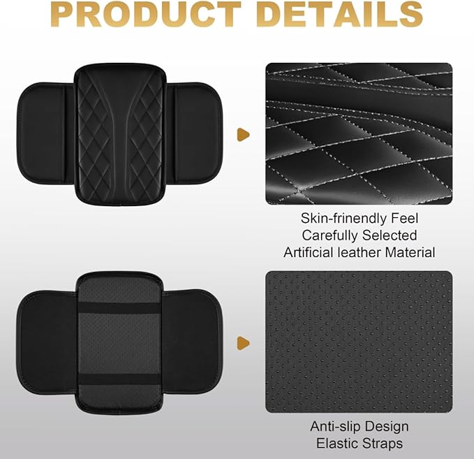 Center Console Cover Fit for Camry Scratch & Wear Resistant Waterproof Middle Console Cover with 2 Storage Bags(Black)