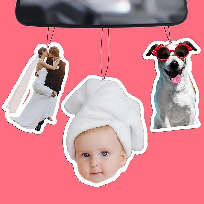 Custom Air Fresheners with Picture - Personalized Double Sided Photo Text Air Freshener for Car Wardrobe Bathroom Hanging Ornaments(1pcs)