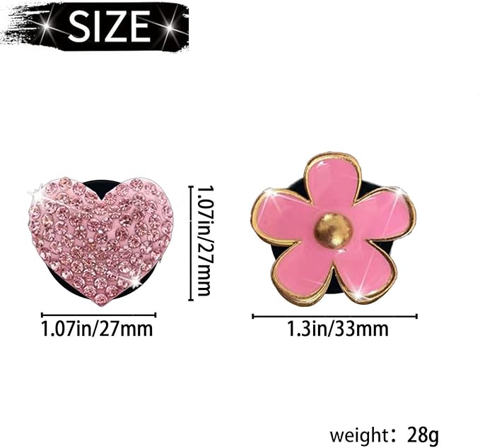 4PCS Car Air Vent Clips with Fragrance Pads, Cute Flower Car Air Fresheners Vents Clips Diamond Vent Clip Auto Interior Decor Charm Bling Auto Accessories Decoration for Women (Pink)