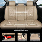 AOMSAZTO Car Seat Cover Full Set 5 Seats Fit for Subaru Forester 1998-2025 2026 Leather Car Seat Cushion Protector Compatible Airbag Waterproof Automotive Seat Covers Beige